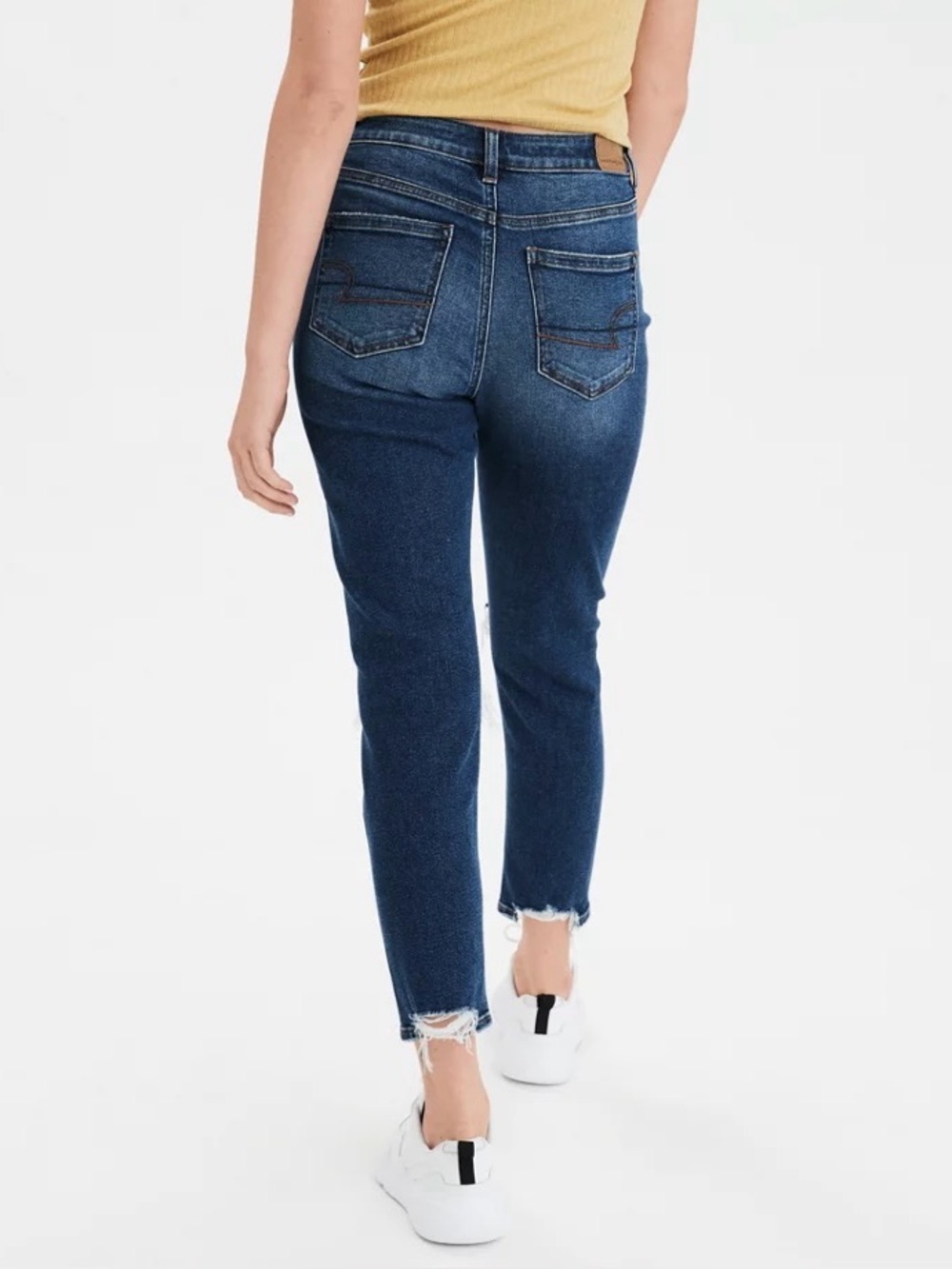 American Eagle High Rise Mom Jeans Distressed Stretch Cropped Tapered Ankle 6